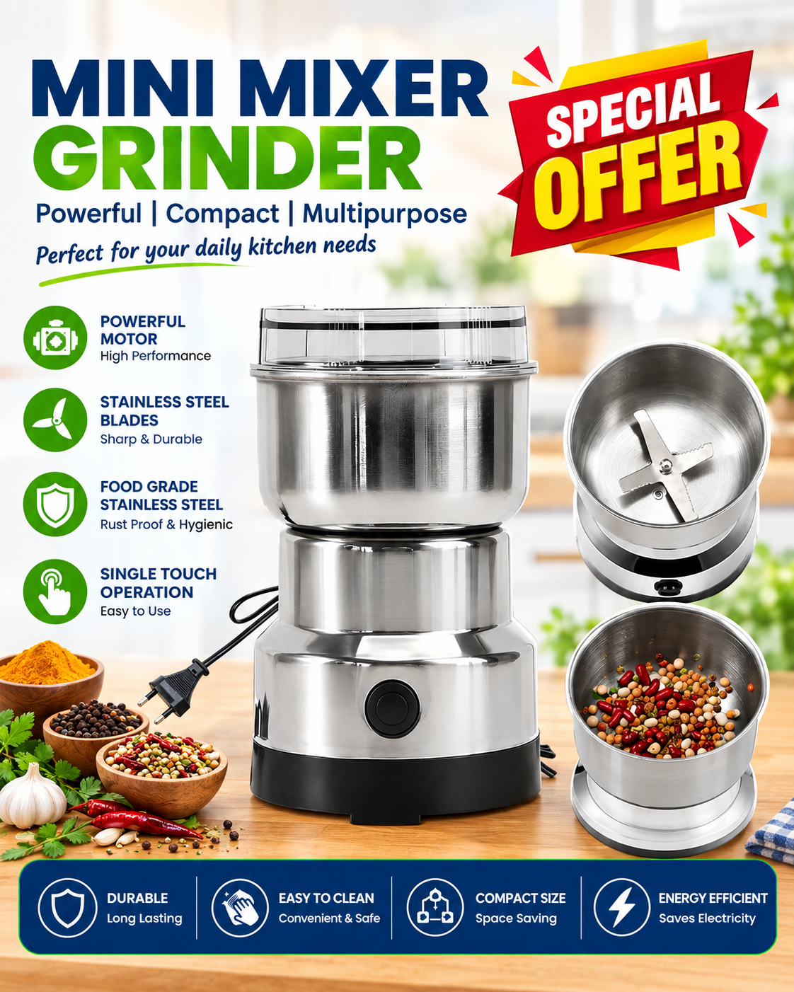 Mini Mixer Grinder for Kitchen